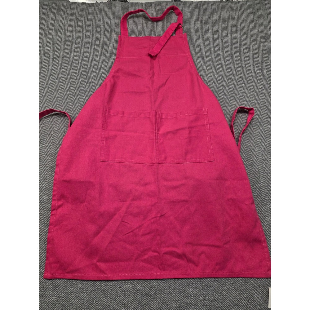Sur La Table Fuchsia Pink 100% Cotton Bib Apron with‎ Pockets Style 3154 NEW
